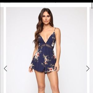 Navy Floral Romper